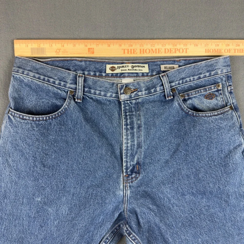 Harley-Davidson Mens Relaxed Fit Jeans Blue Medium‎ Wash Denim 38x36 99025-07VM